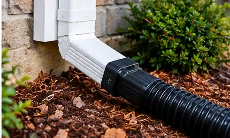 Downspout extension connected to an underground drain pipe
