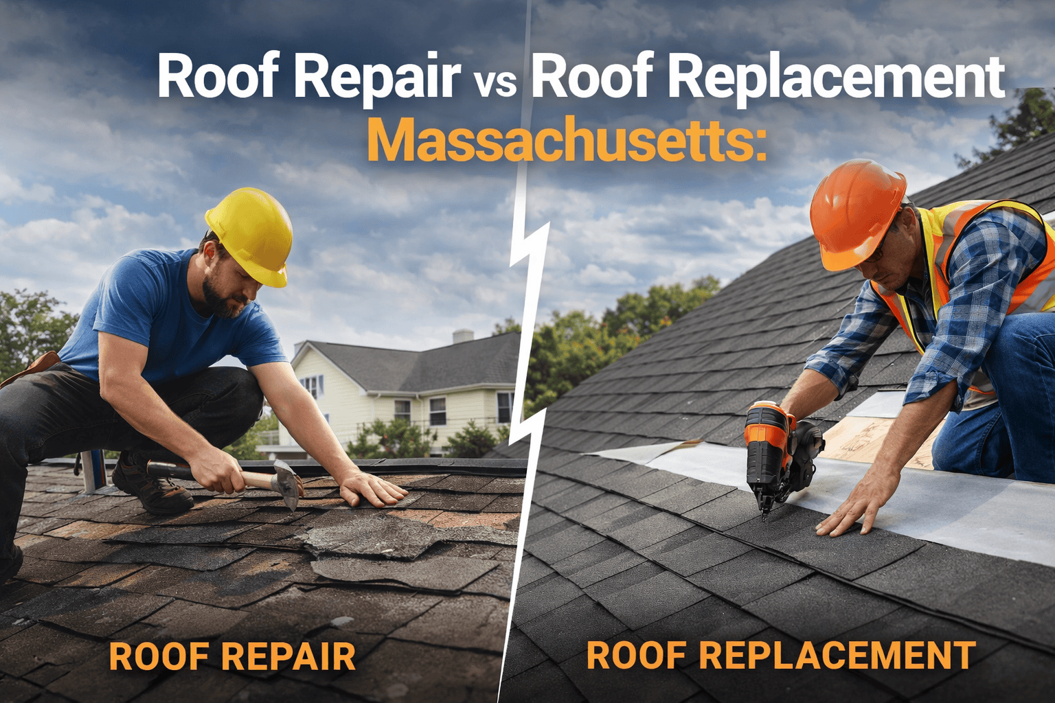 roof repair vs roof replacement massachusetts comparison residential roofing